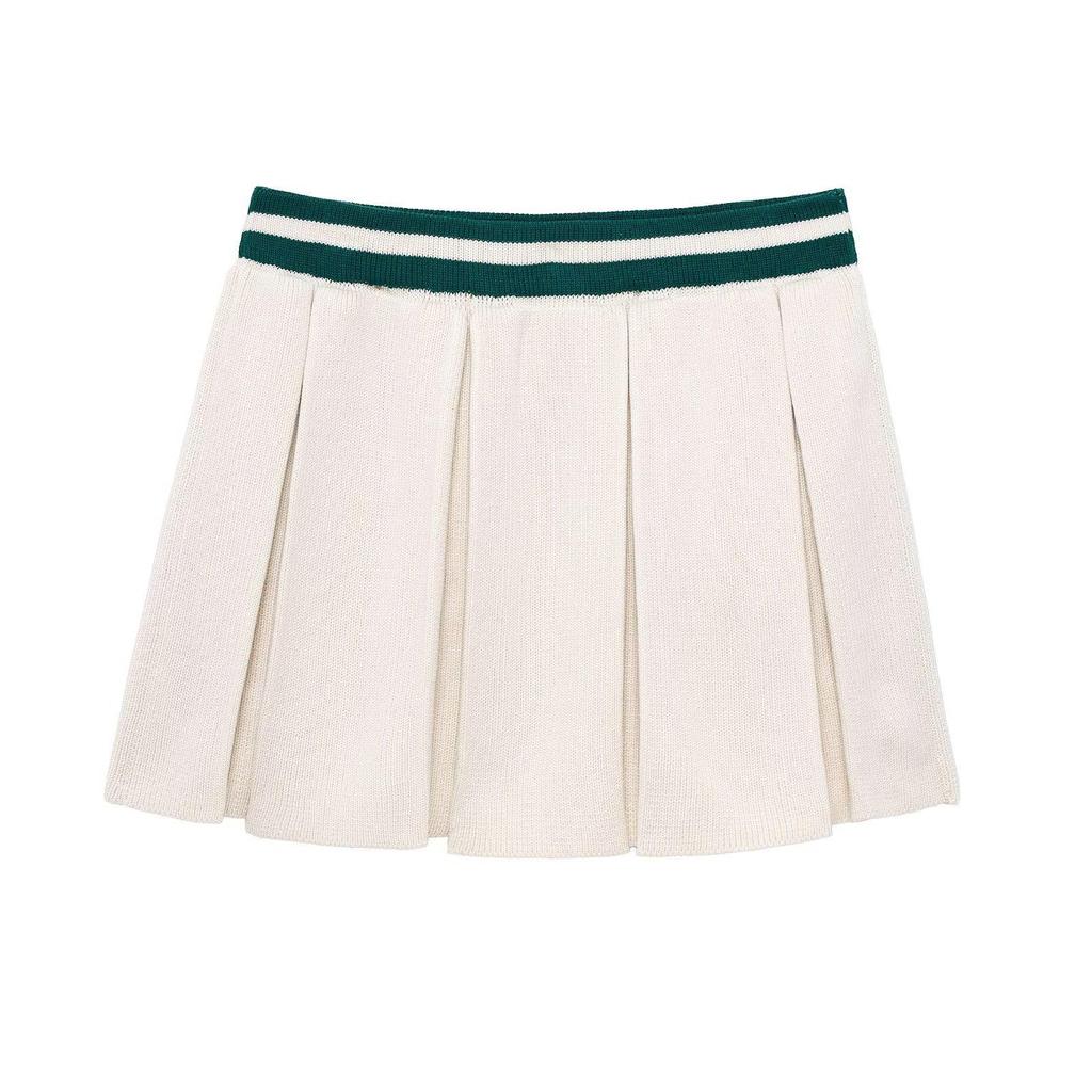 TAOP&ZA Women's Turn-Down Collar Pullover & Pleated Mini Skirt Set