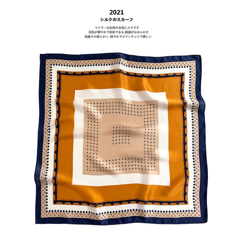 Color-blocked Silk Scarf Small Square Scarf for Women, Spring, Autumn, and Summer, Thin Genuine Silk Mulberry Silk Fashionable Decorative Neck Scarves
