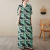 V-neck Thin Plus Size Loose Vintage Cover-up Long Dress
