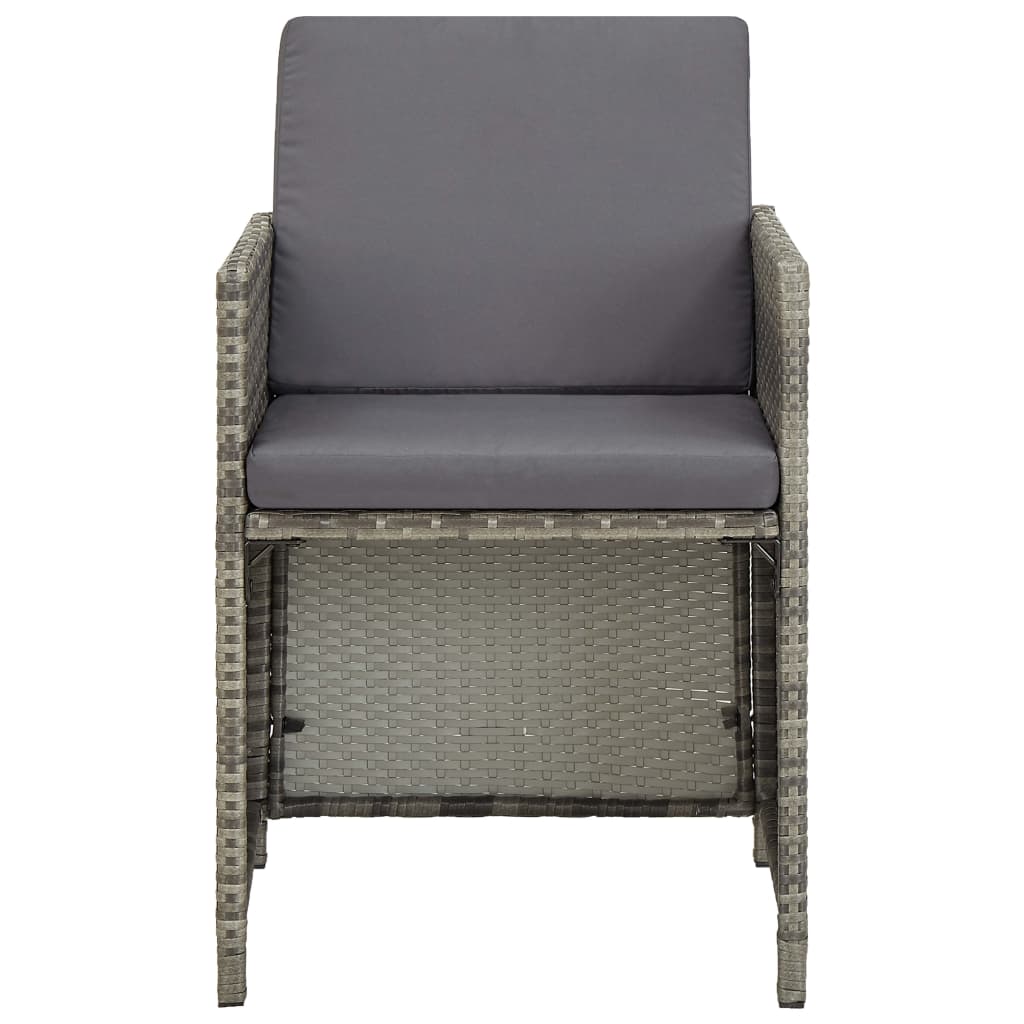 5 Piece Garden Dining Set with Cushions Poly Rattan Grey