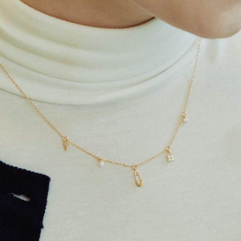 Shertz Pearl N Cubic Layered Combi Necklace (14k)