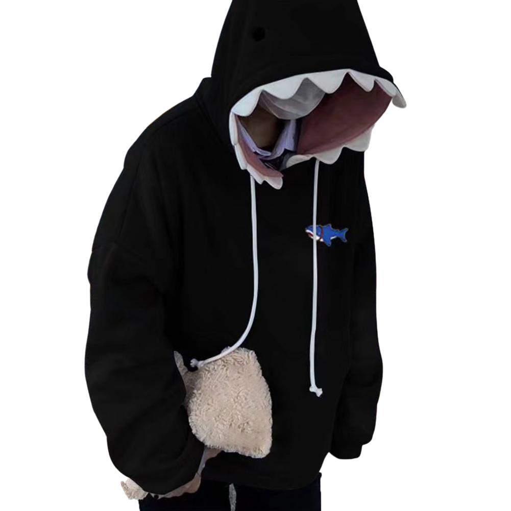 Autumn Winter Funny Shark Patchwork Hoodies Men and Women Kawaii Sweatshirt Fashion Casual Pullover School Oversized Clothes