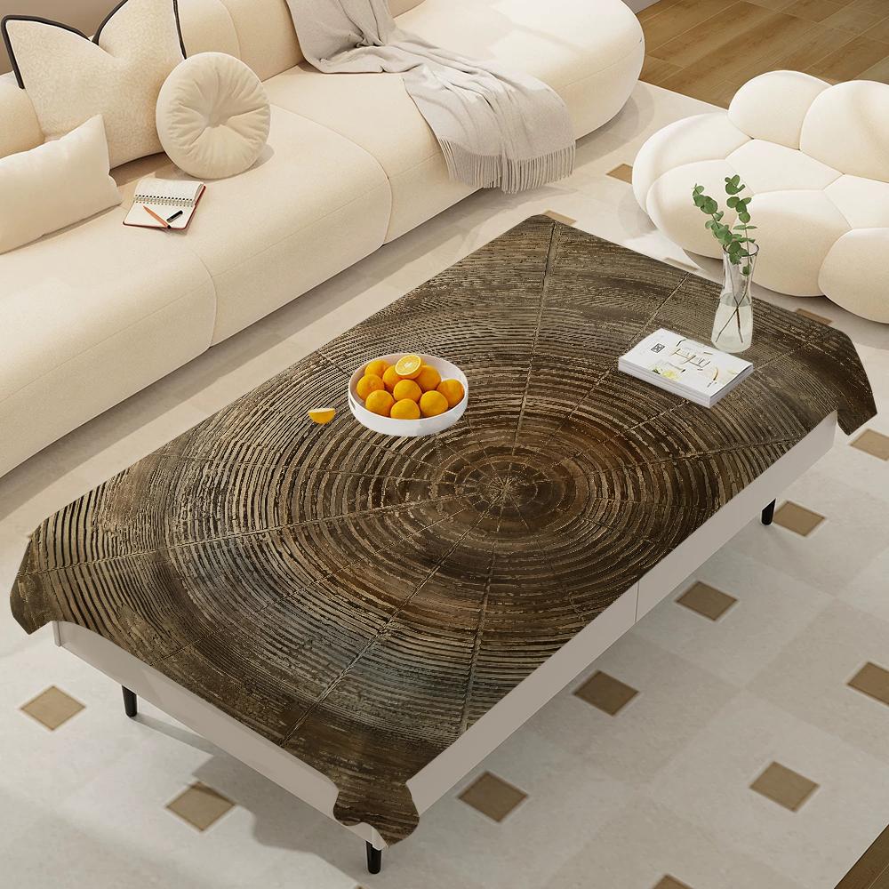 Beautiful Wood Rectangular Tablecloths Washable Wedding Party Kitchen Dining Living Room Birthday Decoration Table