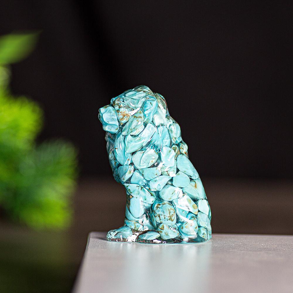 Löwenfigur aus Kunstharz und Kristall für die Dekoration von Zuhause oder Büro, gefertigt aus natürlichem Wasserkristall