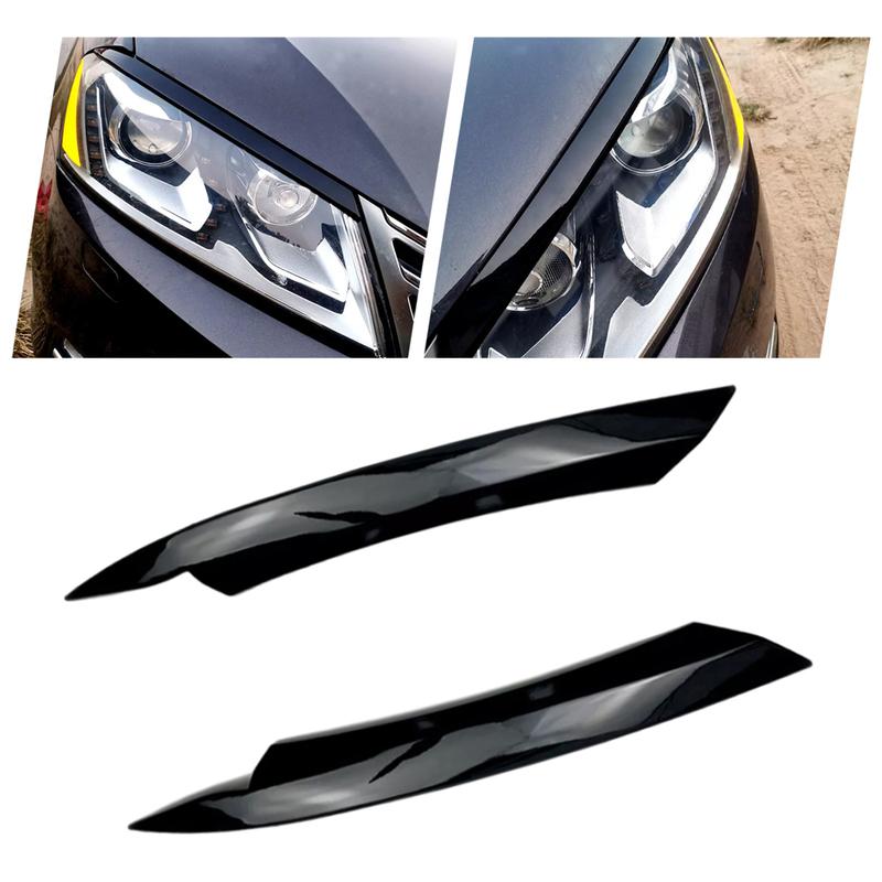 For VW Passat B7 2010 2011 2012 2013 2014 Car Glossy Black Headlight Eyebrow Eyelid Cover Decorative Trim