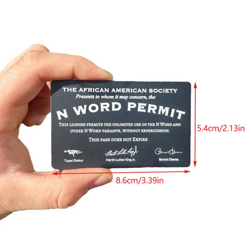 N-Wort Erlaubnis Gag Neuheit Parodie Karte Für Sozialen Kommentar Lustiges Satirisches Streichgeschenk Für Freunde Kollegen Und Familie