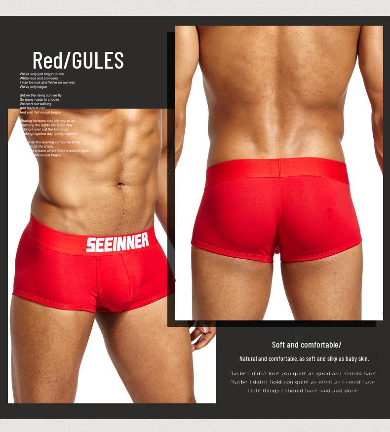 Men's Cotton Breathable Hip-Lifting Slim Solid Color Boxer Briefs