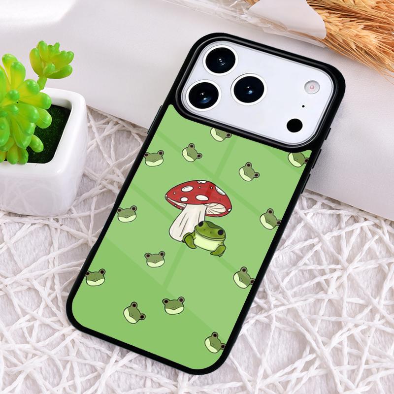 Kawaii Frosch Pilz Handyhülle für iPhone 17 Air 16 15 11 12 14 13 Pro Max Stoßfeste Hülle