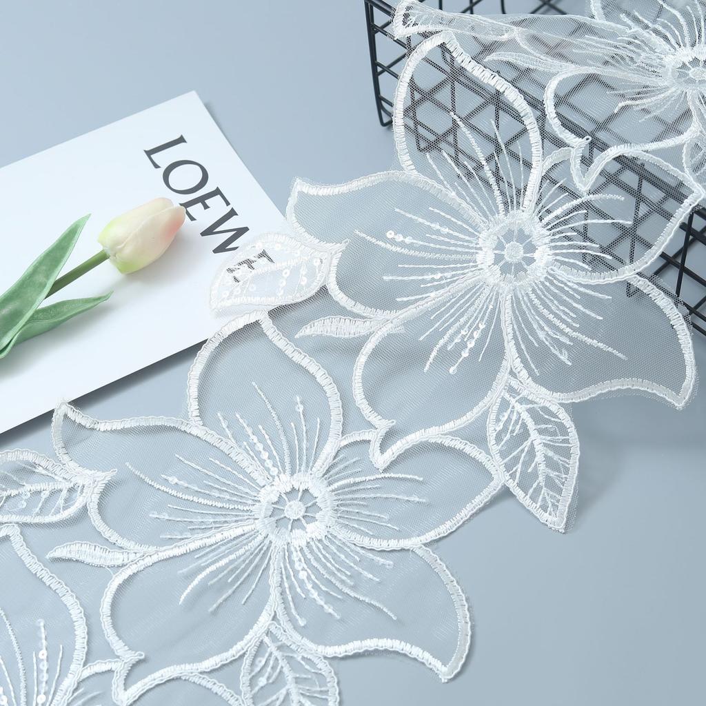 Accessori Abbigliamento Auto Osso Pizzo Pizzo Trasparente Perline Pizzo Abito da Sposa 23Cm