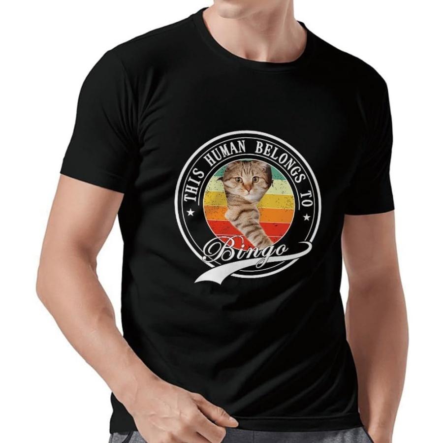 American Shorthair Cat Rainbow T-Shirt Custom Shirts for Men Pet Lover This Human Belongs to Multi Colors XXXXXL разноцветный