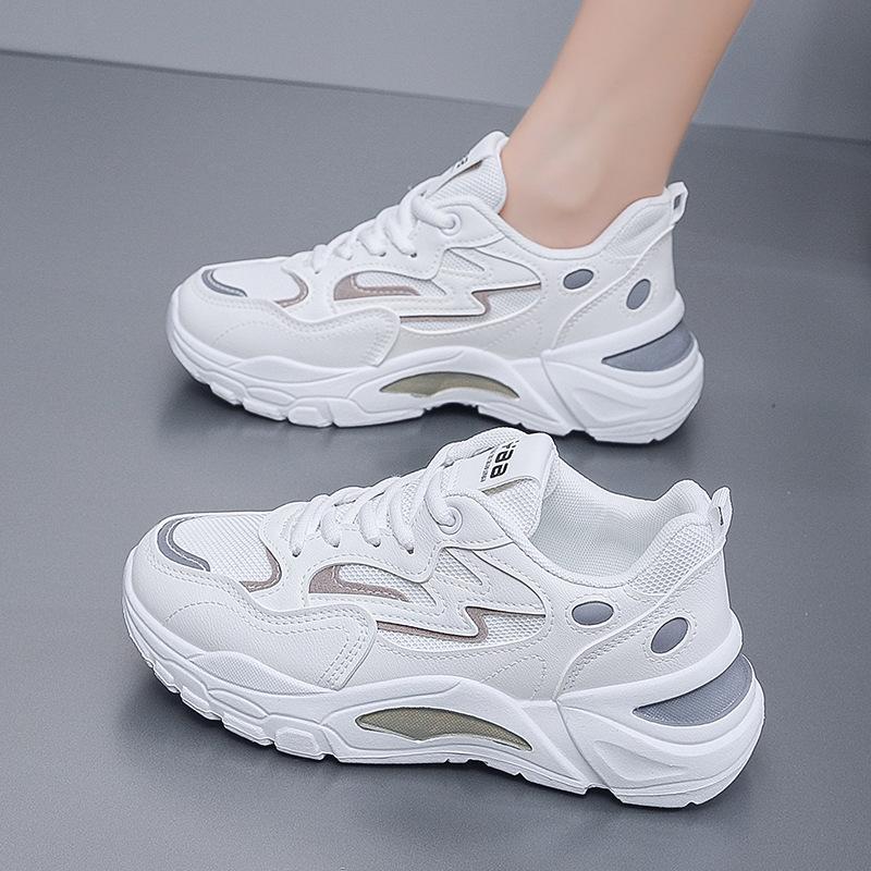 2025 Frühling Damen Koreanischer Stil Atmungsaktive Sneaker - Dicke Sohle Dad Shoes