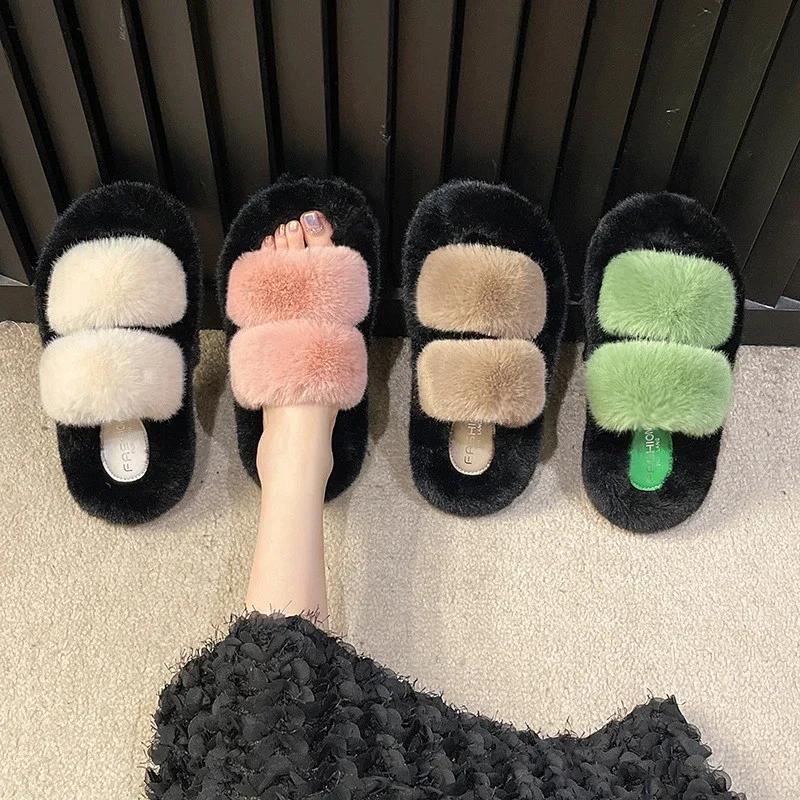 Fashion Slippers Women Winter 2024 New Shoes for Women Platform Fashion Flat Ladies Shoes Luxury Designer Slippers