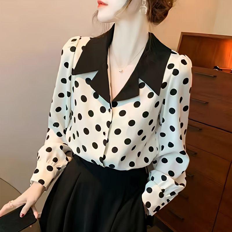 Women's Polka Dot Chiffon Shirt Fashionable and Stylish Women's Shirt Elegant Top