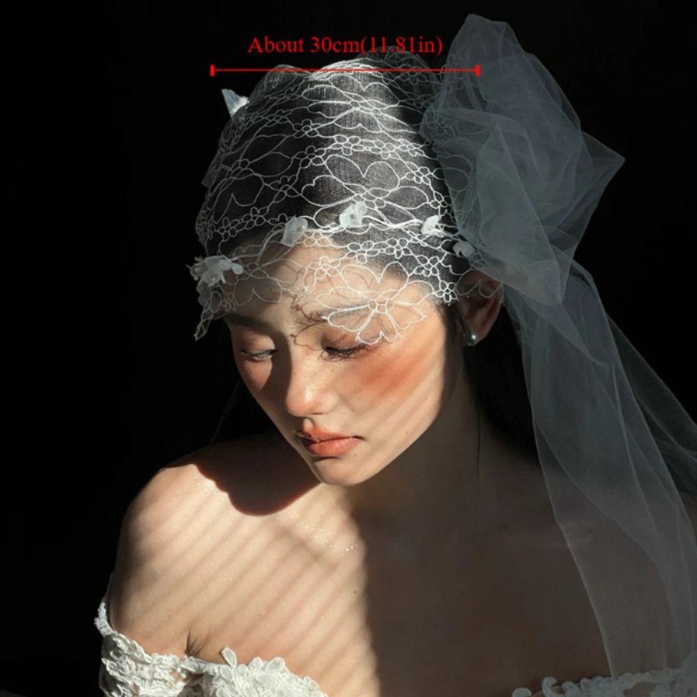 Retro Bridal Lace Floral Hat French Style Wedding Headband New Bridal Headdress Hair Jewelry