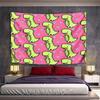 Cute Green Dinosaur with Hearts Pattern Pattern Wall Hanging Tapestry Decorative Tapestry Home Decor for Bedroom and Living Room