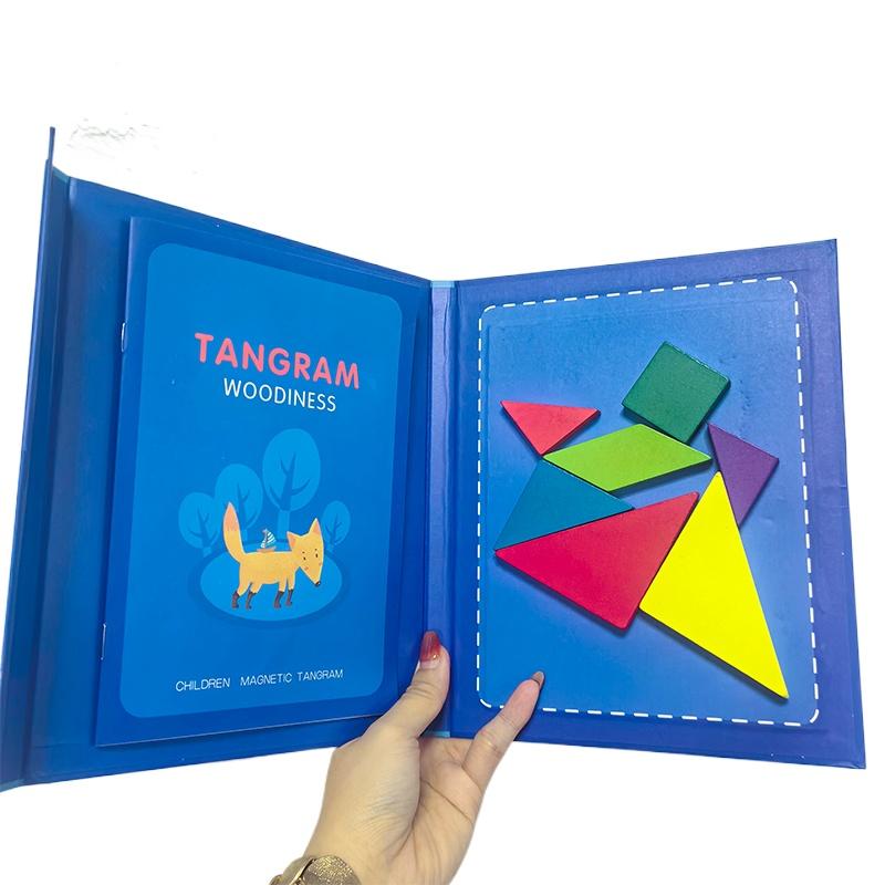 

Non-Toxic Wooden Jigsaw Magnetic Tangram Puzzle Book Educational Toys For Children Baby Kid Portable Montessori Learning Intelligence Toys