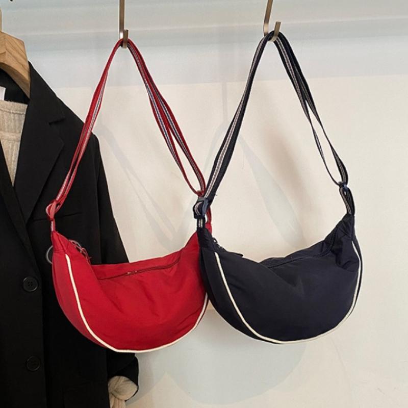 Contrast Color Nylon Shoulder Bags for Women Lightweight Portable Ladies Hobos Crossbody Bag Casual Waterproof Female Handbags