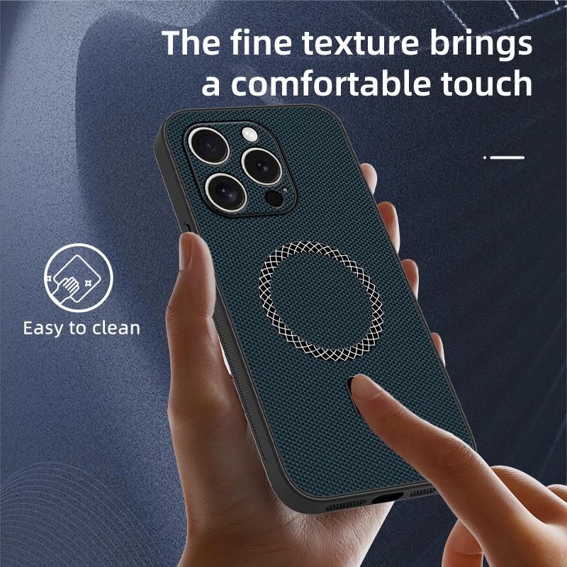 For iPhone 15 Shockproof Magnetic Phone Case For iPhone 15 Pro Max Anti-Slip Leather Texture Protective Cover For iPhone 15 Pro