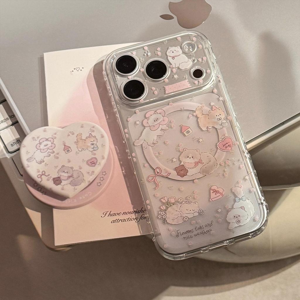 Süße Kätzchen-Herzförmige Magnetische Handyhülle für iPhone 16, iPhone 17 und iPhone 17 Pro Max