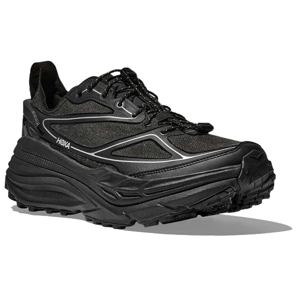 HOKA ONE ONE Stinson One7 Trail Running Shoes Unisex Black Silver 1168931-BKSV