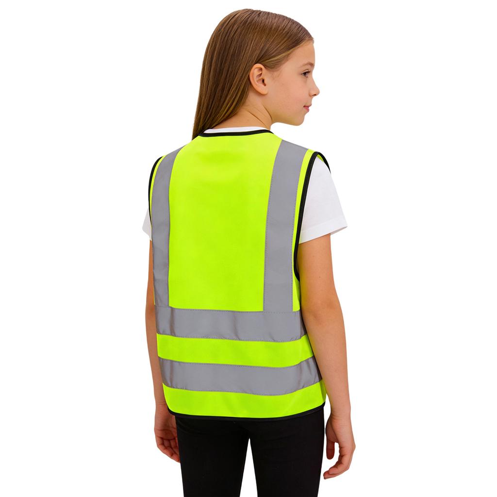 Unisex Dětská Reflexní Bezpečnostní Vesta Bez Rukávů Vysoká Viditelnost Zip Vestička Kostým pro Venkovní Aktivity