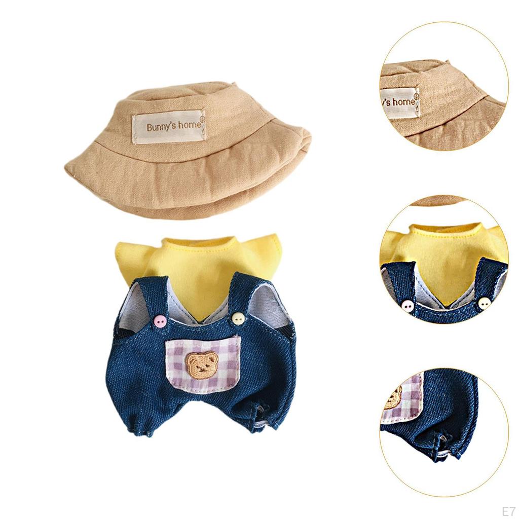 Ubranka dla lalek dla 17cm pluszowych akcesoriów DIY kostiumy kreskówkowe różowe kombinezony w kratę