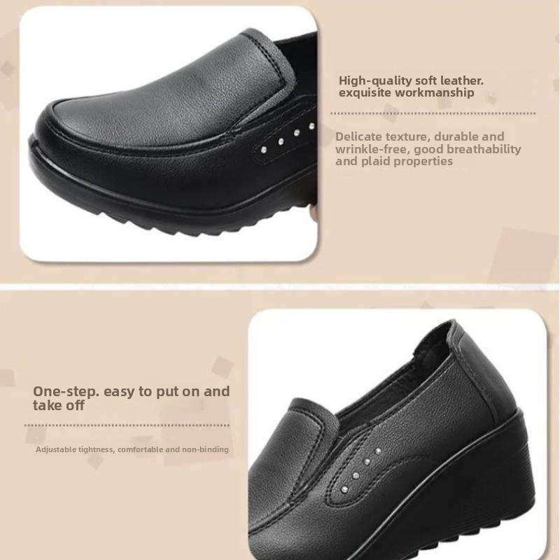 Damenschuhe Leichte Weiche Lederschuhe Bequeme Slipper Loafer Keilabsatz Plateau Schuh Damen Lässige Einzelne Schuhe Damen Loafer