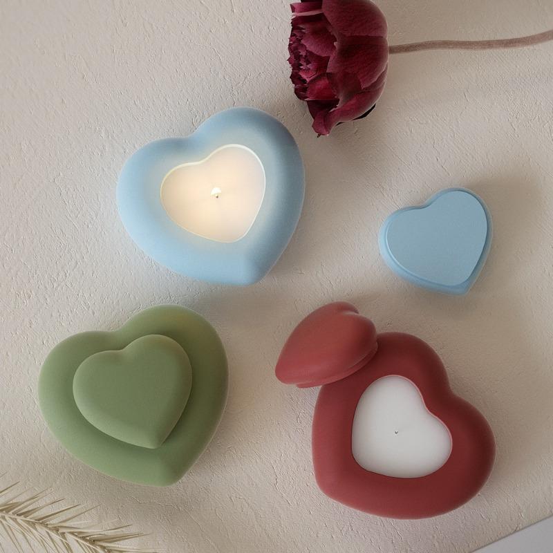 DIY Crystal Dropping Resin Gypsum Love Storage Can Aromatherapy Candle Cup Candle Stand Silicone Mold