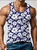 Men's Retro Floral 3D Printed Tank Top Summer Casual Streetwear Crew