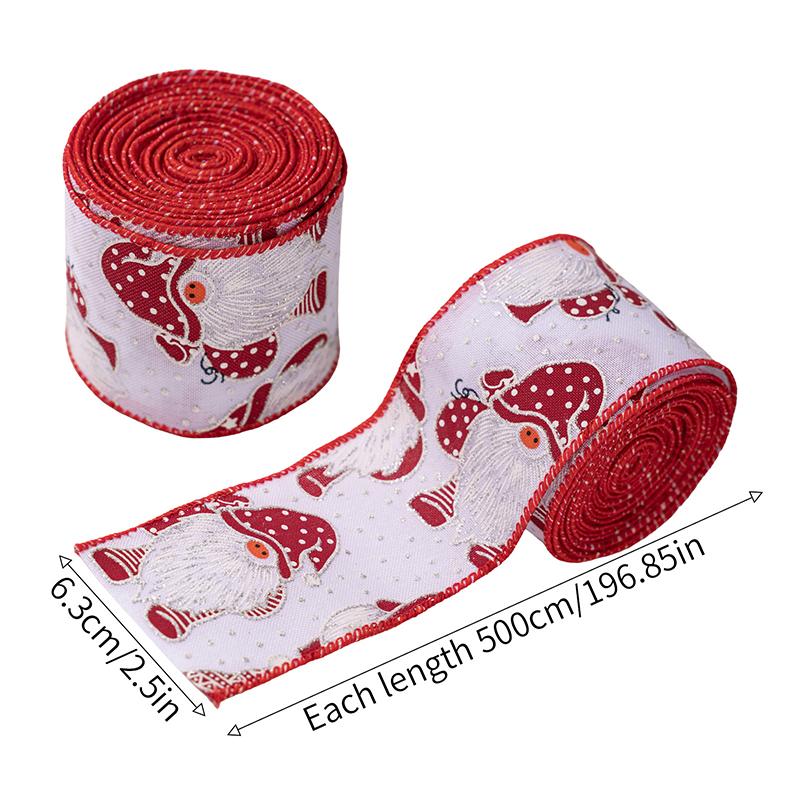 Christmas Ribbon Wired 2.5 Inch,Christmas Wired Ribbon,Santa/Snowman/Snowflake Ribbon For Wreaths Bows Holiday Xmas Decor