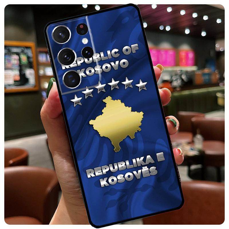 Kosovo National Flag Phone Case For Samsung Galaxy S25 S24 S23 S22 S21 S20 Ultra S9 S10 Plus S25 FE S24 FE Cover