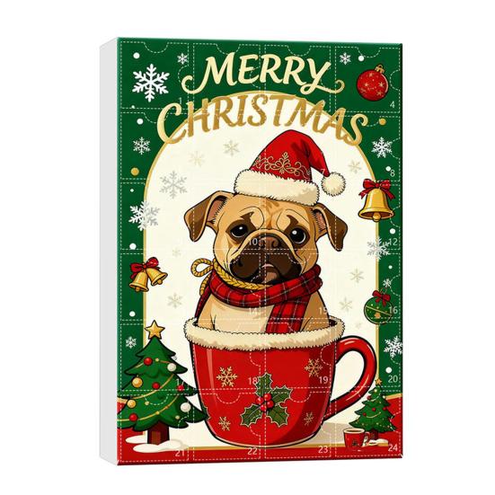 

Календарь Адвента для Любителей Собак 24-дневное Рождественское Украшение для Обратного Отсчета 2D Плоский Акриловый Подвес в виде Собаки Многофункциональный A