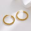 18K Gold-Plated Twisted Rope C-Shaped Earrings for Women