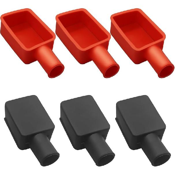 6Pcs Battery Terminal Cover, Battery Terminal Protector, Car Ulating Battery Cover, Soft Rubber Positive And Negative Poles Stud Covers Connector Top