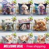 Pet Dog Print Decorative Pillowcase Bedroom Living Room Square Cushion Pillowcase