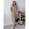 Shop   Women Daily Collar Shirt Front Dart Pleats Long Dress Jinbeige Ara Wdr   