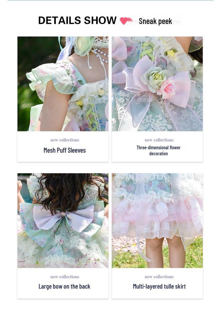 Girls' Summer Lolita Fairy Princess Dress for Parties and Performances
