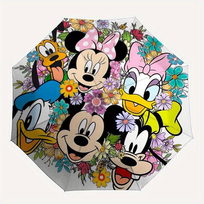 

1pc Mickey Mouse Automatic Folding Umbrella: Compact 8-rib Design Cartoon Travel Companion for Outdoor, Casual Accessory