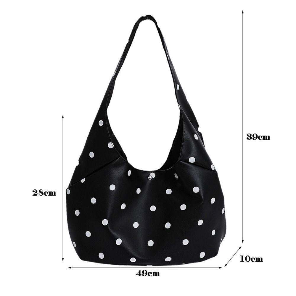 Versatile Retro Women Tote Bag Polka Dots Pattern Large Capacity Crossbody Bag PU Hasp Closure Shoulder Bag