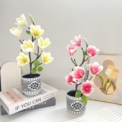 Flower Pot Simulated Magnolia DIY Artificial Faux Plants New Plastic Fake Flower  Home Decor