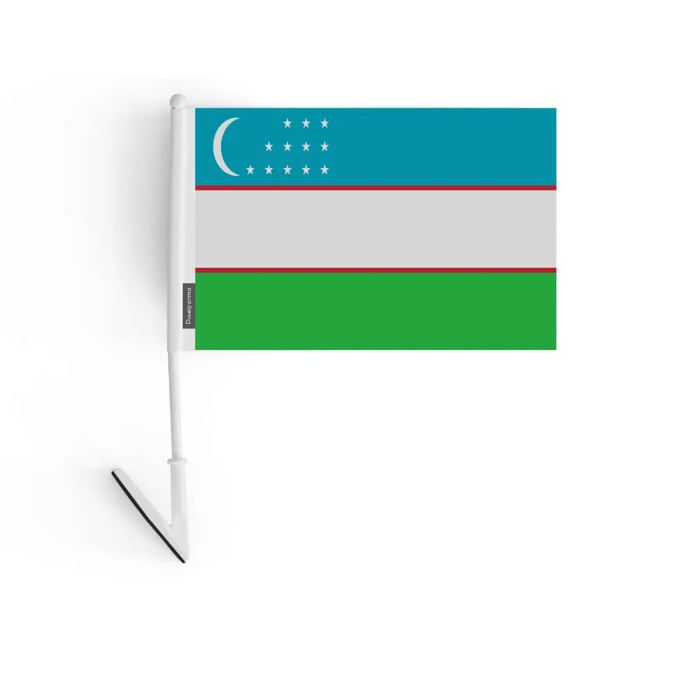 Drapeau adhésif - Ouzbékistan - 14 x 21 cm - 10 pièces - Polyester - Léger et robuste