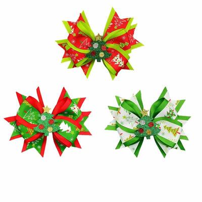 Barrette à cheveux Arbre de Noël à paillettes double couche pour enfants
