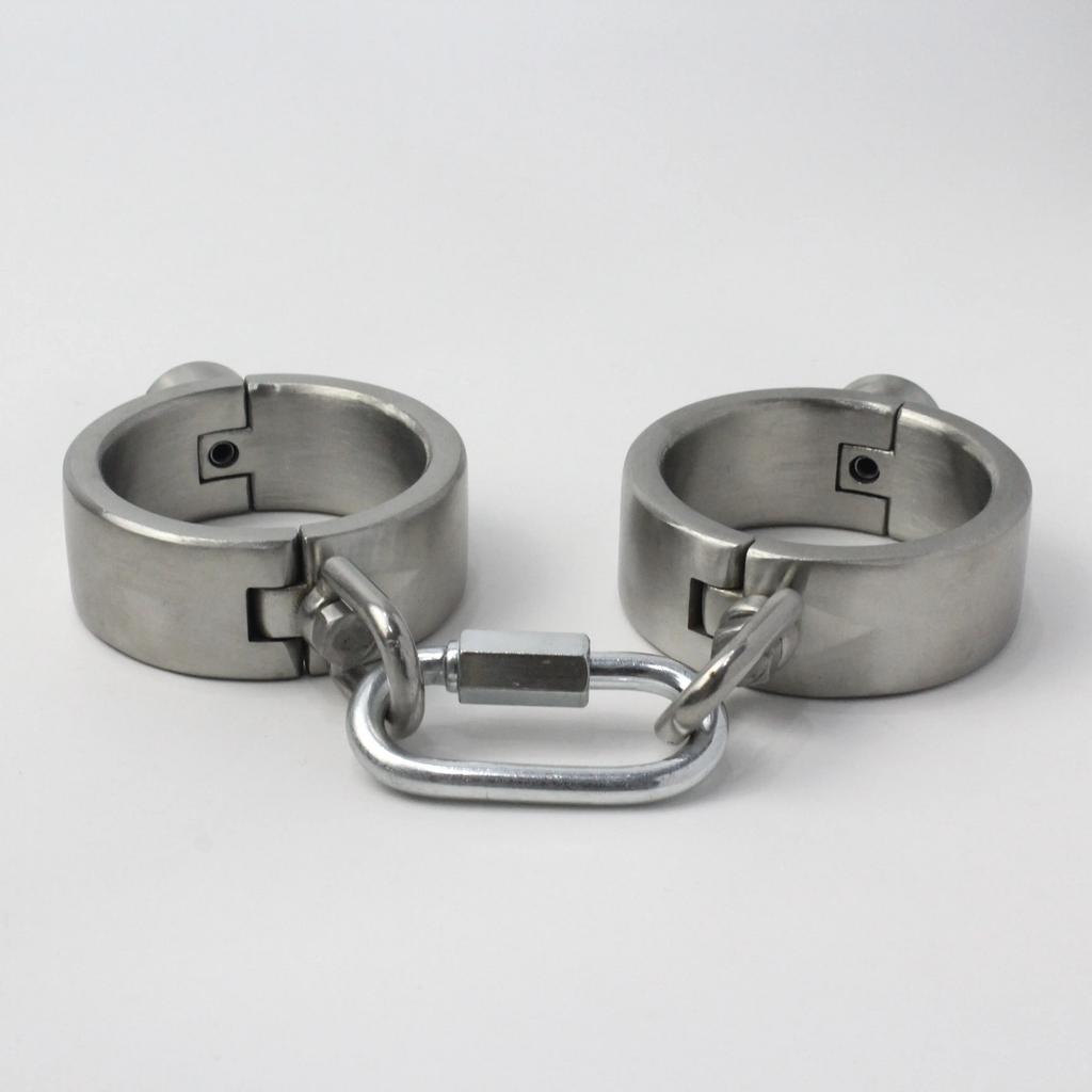 Heavy Duty Stainless Steel Handcuffs Ankle Cuffs Neck Collar Press Lock Restraints Bondage Adult Games Sex Toys for Couples