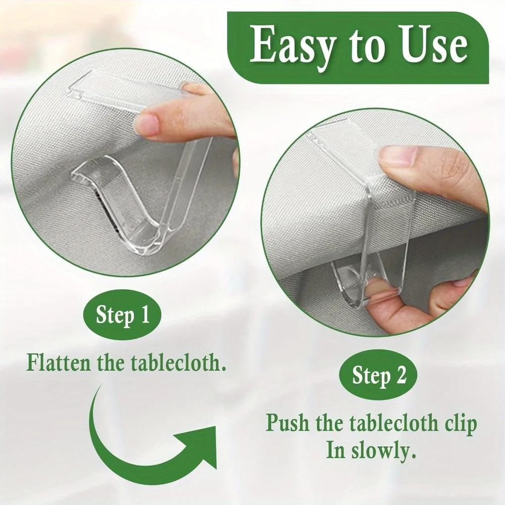 24Pcs Transparent Tablecloth Clips Anti-Slip Table Cover Clamps Plastic Table Cloth Clips Windproof Table Cover Holder Clamps