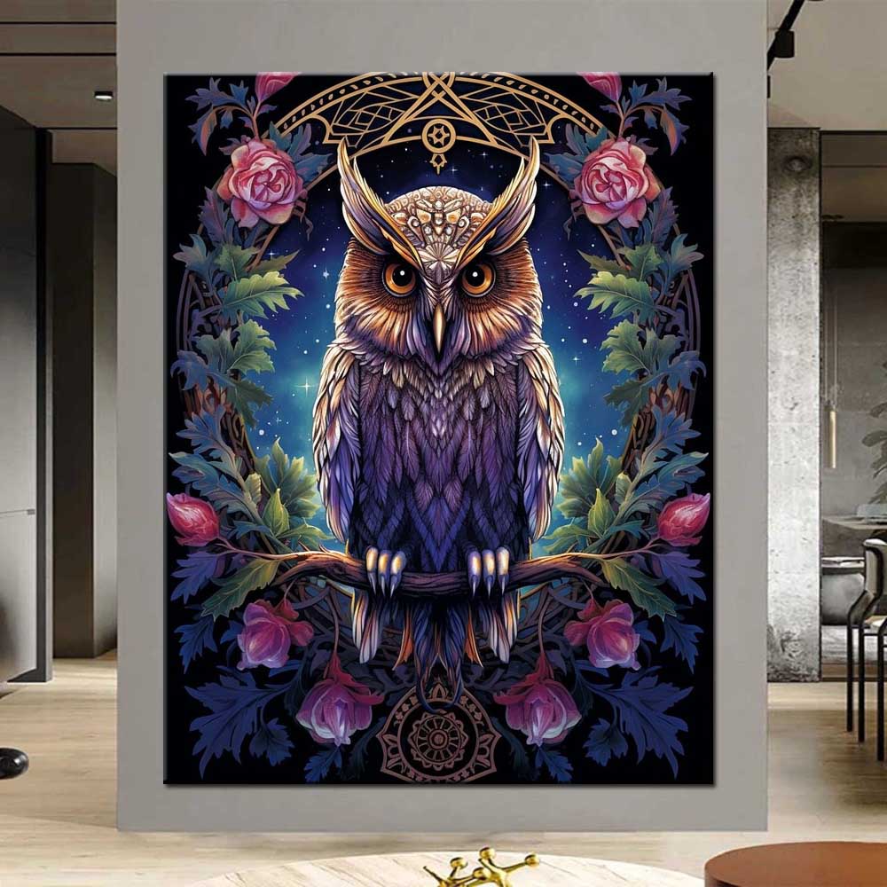 Full Square/Round Drill 5D DIY Diamond Painting Owls and Flowers Picture Diamond Embroidery Cross Stitch Home Decor Y3781