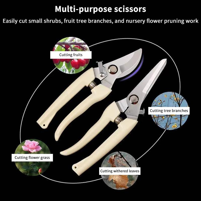 Stainless Steel Scissors Flower Cut Arrangement Pruning Fruit Tree Garden Branch Cutting Household Grafting Gardening Scissors