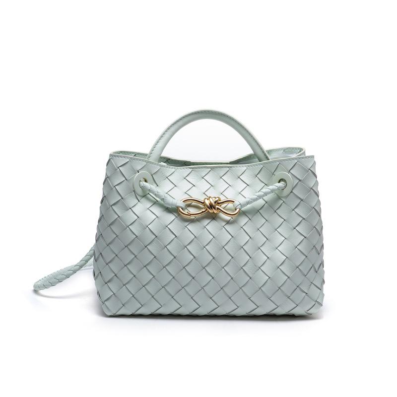 Trendige neue gewebte Damentaschen, handgeflochtene Doppelschichtwebung, tragbare Damen-Umhängetaschen, strukturierte gewebte Taschen
