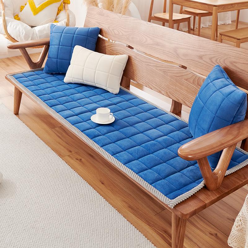 

Плюшевая утолщенная нескользящая диванная подушка в клетку на осень и зиму, теплая и простая ткань для гостиной, дивана из массива дерева 60*180cm