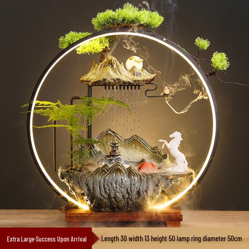 Flowing Water Backflow Incense Fountain & Humidifier - Perfect for Home, Office, or Gift Decoration.