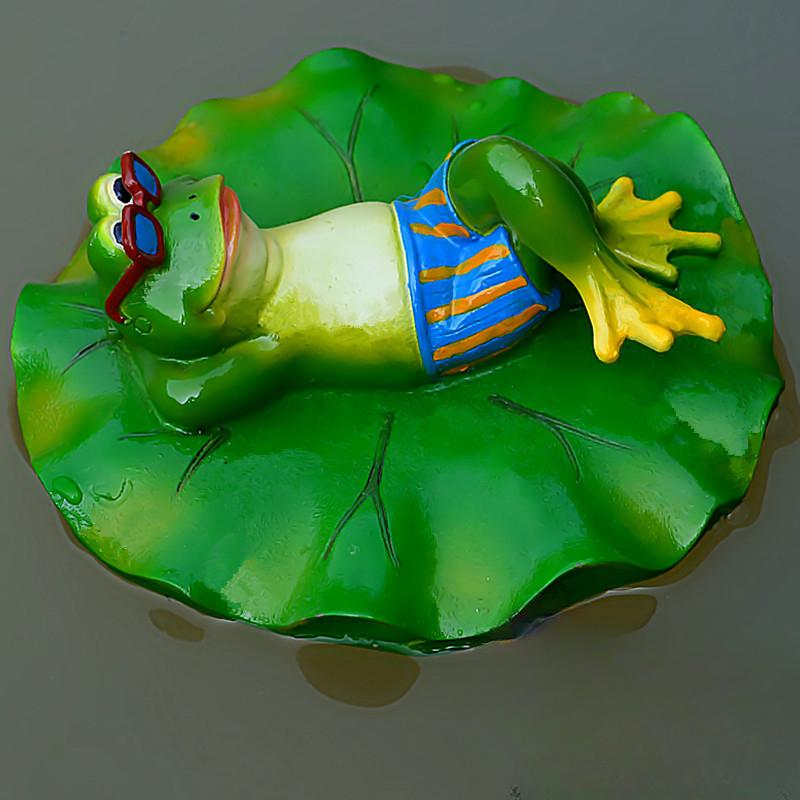 Resin Floating Frog Turtle Fish Pond Flowing Water Fountain Water Surface Lotus Flower Decoration Resin Crafts Floating Crafts